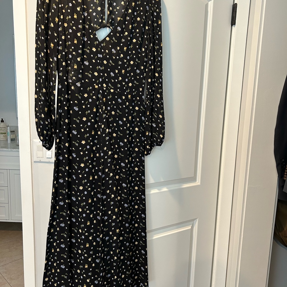 Elegant Black reformation Floral Dress